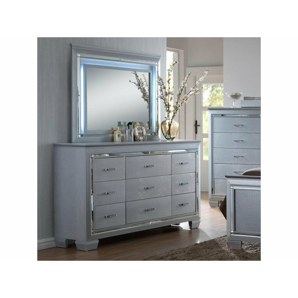 Light gray hotsell dresser with mirror