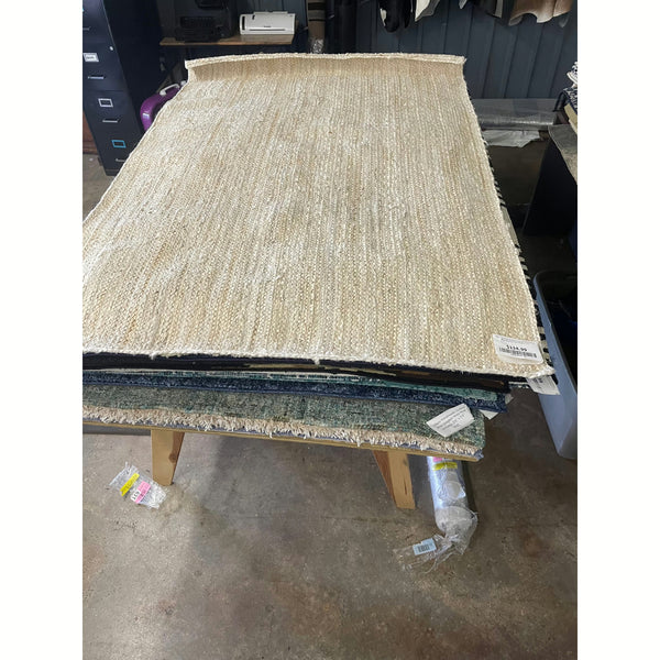 Malaysia Hand Braided Jute Off White Area Rug, Rug Size Rectangle 4' Furnishings4Less