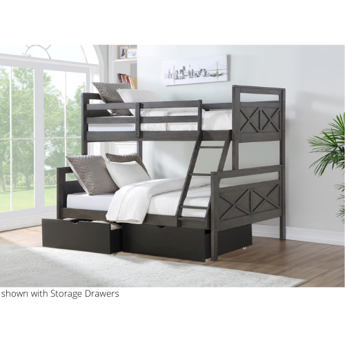 Rustic Grey Twin/Full Barn Door Bunk Bed Furnishings4Less