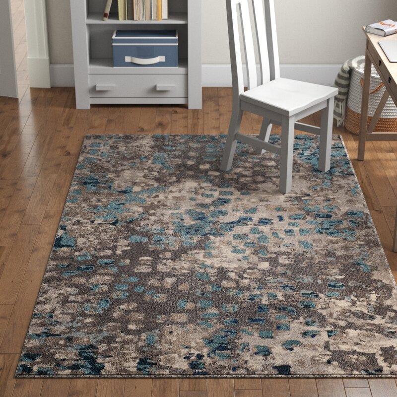 Indira Abstract Gray/Blue Area Rug Rectangle 5'1" x 7'7" Furnishings4Less