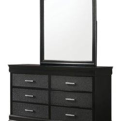 Black dresser with mirror drawers discount