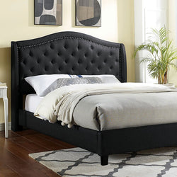 Black queen sales tufted bed