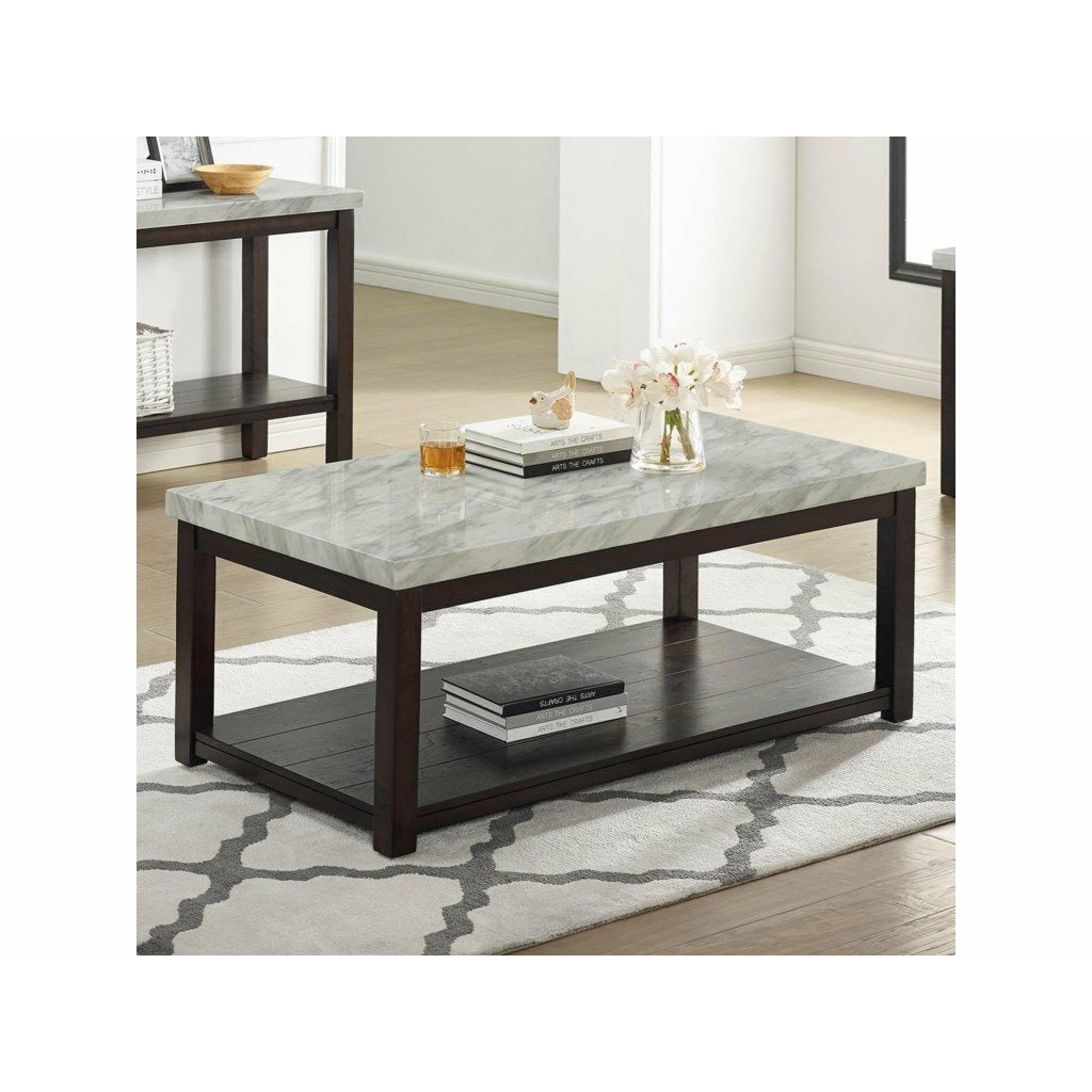 Deacon Faux Marble Coffee Table with Casters Furnishings4Less